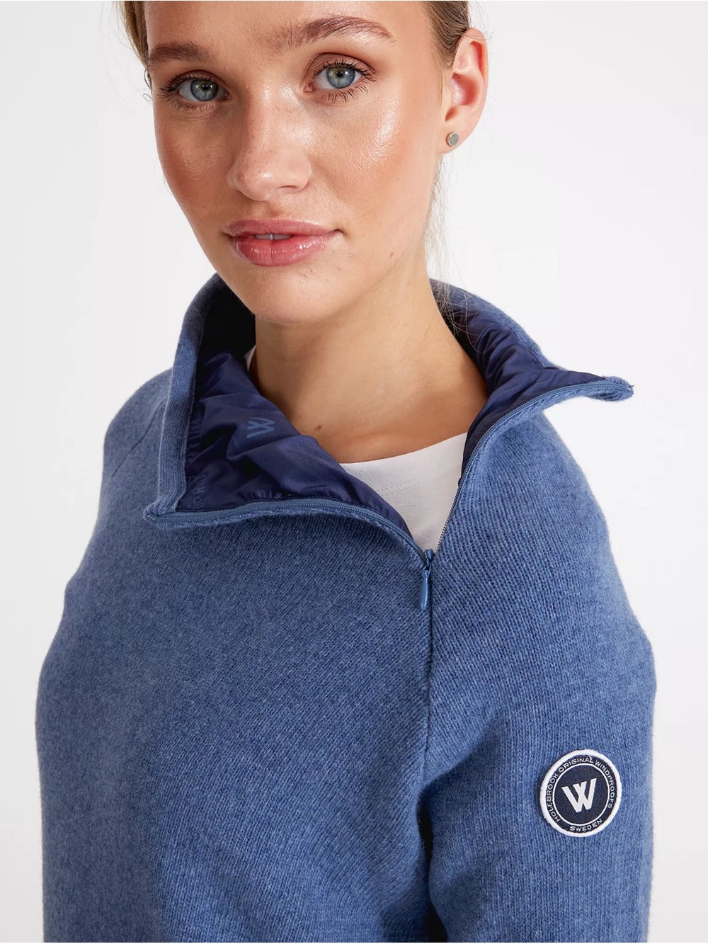 Holebrook Sweden blue windproof funnel neck wool sweater - Picture 4 of 9